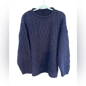 Women’s Cable Knit Wool/Alpaca Sweater Made in Ireland- Purple